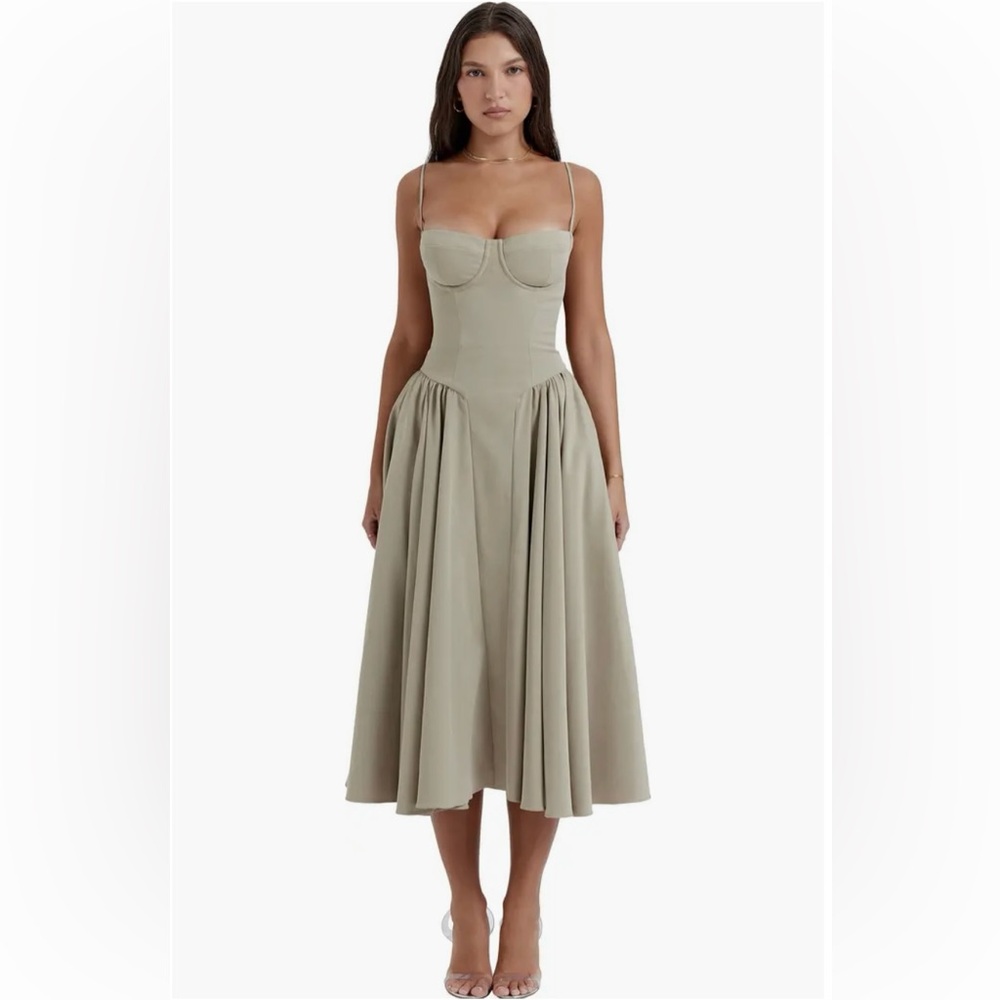 HOUSEOFCB Samaria Corset Fit & Flare Midi Dress